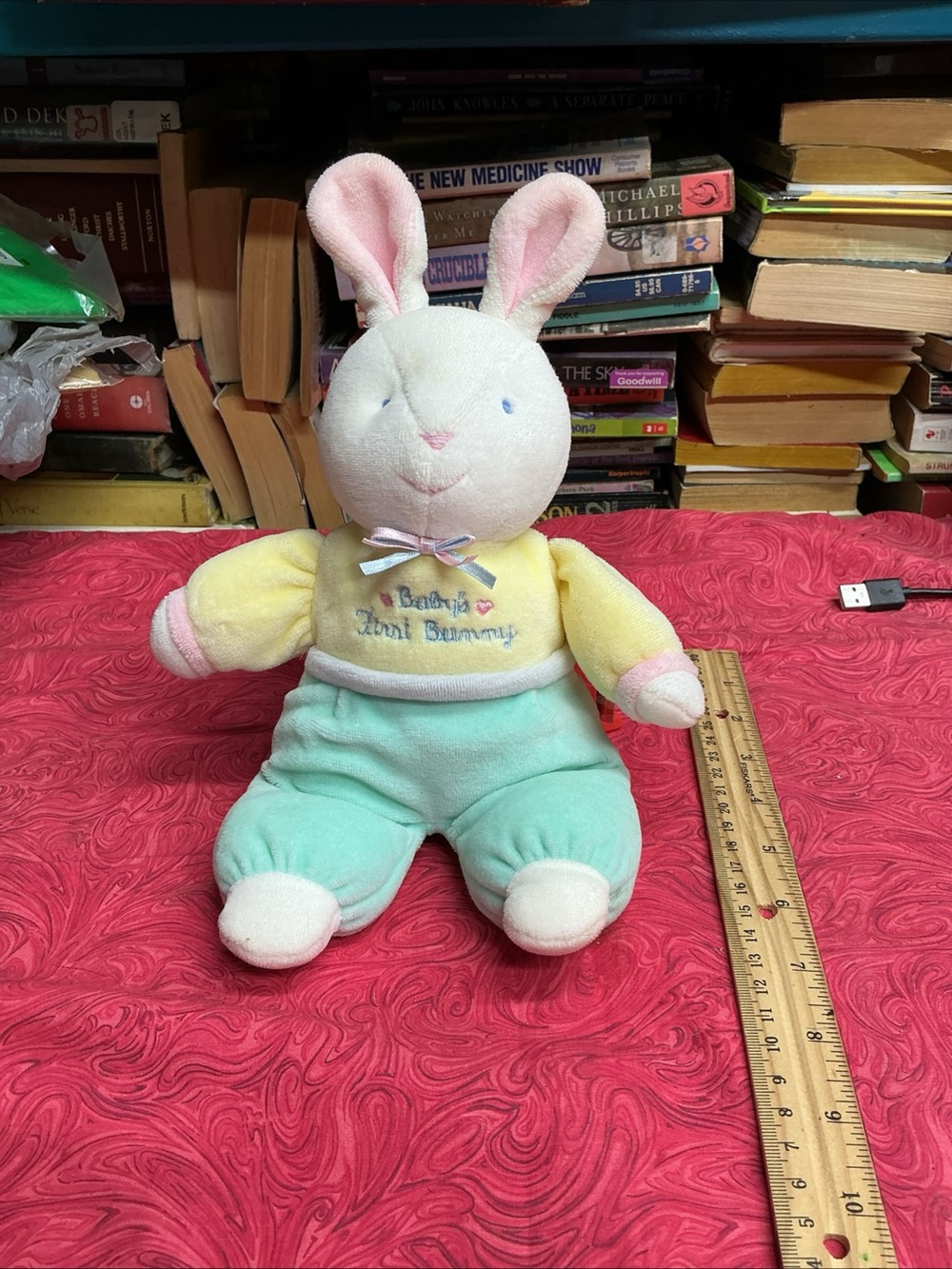 Eden Plush Bunny Toy - Pastel Pink, Yellow & Mint - Baby's First Bunny